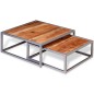 Set Tavolini da Caffè 2 Pezzi in Legno Massello di Acacia Set Tavolini da Caffè 2 Pezzi in Legno Massello di Acacia
