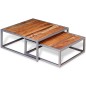 Set Tavolini da Caffè 2 Pezzi in Legno Massello di Acacia Set Tavolini da Caffè 2 Pezzi in Legno Massello di Acacia