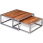 Set Tavolini da Caffè 2 Pezzi in Legno Massello di Acacia Set Tavolini da Caffè 2 Pezzi in Legno Massello di Acacia