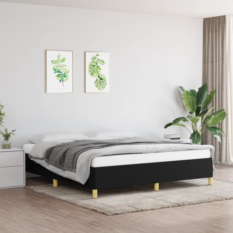 Giroletto a Molle Nero 160x200 cm in Tessuto Giroletto a Molle Nero 160x200 cm in Tessuto