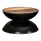 Tavolino Caffè Legno Massello Rigenerato Base Nera 60x60x33 cm Tavolino Caffè Legno Massello Rigenerato Base Nera 60x60x33 cm