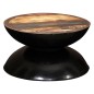 Tavolino Caffè Legno Massello Rigenerato Base Nera 60x60x33 cm Tavolino Caffè Legno Massello Rigenerato Base Nera 60x60x33 cm