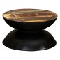 Tavolino Caffè Legno Massello Rigenerato Base Nera 60x60x33 cm Tavolino Caffè Legno Massello Rigenerato Base Nera 60x60x33 cm