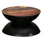 Tavolino Caffè Legno Massello Rigenerato Base Nera 60x60x33 cm Tavolino Caffè Legno Massello Rigenerato Base Nera 60x60x33 cm