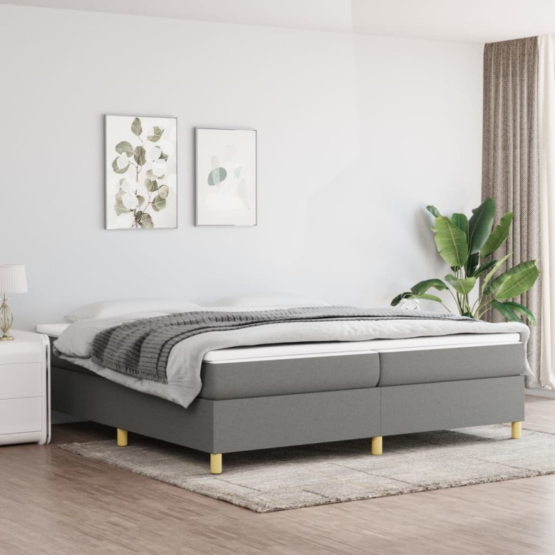 vidaXL Giroletto senza Materasso Grigio Scuro 200x200 cm Tessuto vidaXL Giroletto senza Materasso Grigio Scuro 200x200 cm Tessuto