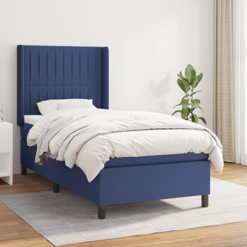 vidaXL Giroletto a Molle con Materasso Blu 90x200 cm inTessuto