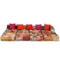 Pouf Modulare a 4 Posti in Tessuto Patchwork Pouf Modulare a 4 Posti in Tessuto Patchwork