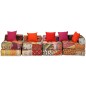 Pouf Modulare a 4 Posti in Tessuto Patchwork Pouf Modulare a 4 Posti in Tessuto Patchwork