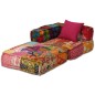 Pouf Modulare a 4 Posti in Tessuto Patchwork Pouf Modulare a 4 Posti in Tessuto Patchwork