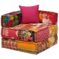 Pouf Modulare a 4 Posti in Tessuto Patchwork Pouf Modulare a 4 Posti in Tessuto Patchwork