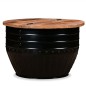 Tavolino da Caffè a Forma di Botte Legno Massello Anticato Nero Tavolino da Caffè a Forma di Botte Legno Massello Anticato Nero