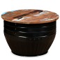 Tavolino da Caffè a Forma di Botte Legno Massello Anticato Nero Tavolino da Caffè a Forma di Botte Legno Massello Anticato Nero