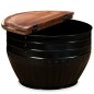 Tavolino da Caffè a Forma di Botte Legno Massello Anticato Nero Tavolino da Caffè a Forma di Botte Legno Massello Anticato Nero