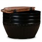 Tavolino da Caffè a Forma di Botte Legno Massello Anticato Nero Tavolino da Caffè a Forma di Botte Legno Massello Anticato Nero