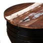 Tavolino da Caffè a Forma di Botte Legno Massello Anticato Nero Tavolino da Caffè a Forma di Botte Legno Massello Anticato Nero