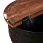 Tavolino da Caffè a Forma di Botte Legno Massello Anticato Nero Tavolino da Caffè a Forma di Botte Legno Massello Anticato Nero