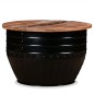 Tavolino da Caffè a Forma di Botte Legno Massello Anticato Nero Tavolino da Caffè a Forma di Botte Legno Massello Anticato Nero