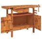 Banco Lavoro Cassetto e Morse 92x48x83 cm Legno Massello Acacia