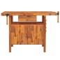 Banco Lavoro Cassetto e Morse 92x48x83 cm Legno Massello Acacia