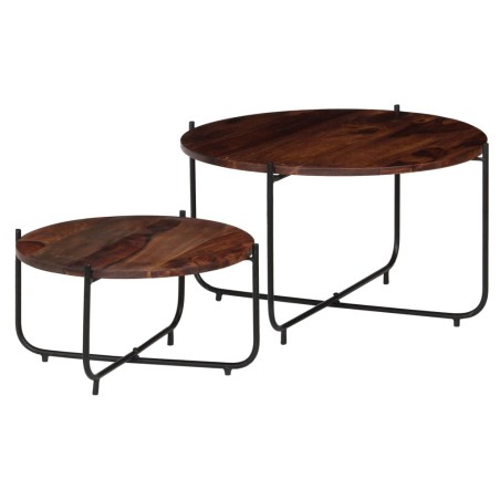 vidaXL Set Tavolini da Salotto 2 pz in Massello di Sheesham 60x35 cm