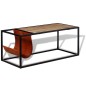 Tavolino da Caffè in Vera Pelle con Portariviste 110x50x45 cm Tavolino da Caffè in Vera Pelle con Portariviste 110x50x45 cm