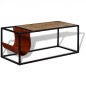 Tavolino da Caffè in Vera Pelle con Portariviste 110x50x45 cm Tavolino da Caffè in Vera Pelle con Portariviste 110x50x45 cm