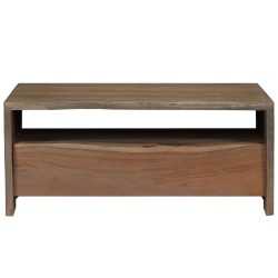 Tavolino da Caffè in Legno Massello di Acacia 90x50x40cm Grigio