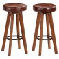 vidaXL Sgabelli da Bar 2 pz in Vera Pelle e Legno Massello di Acacia vidaXL Sgabelli da Bar 2 pz in Vera Pelle e Legno Massello di Acacia