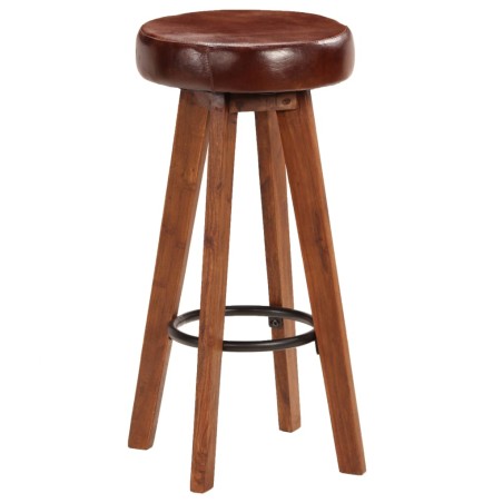 vidaXL Sgabelli da Bar 2 pz in Vera Pelle e Legno Massello di Acacia