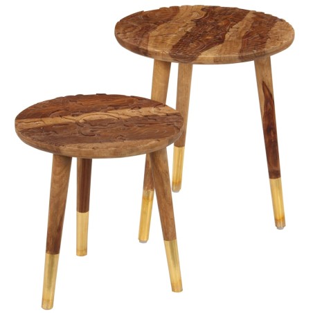 vidaXL Tavolini da Salotto 2 pz in Legno Massello