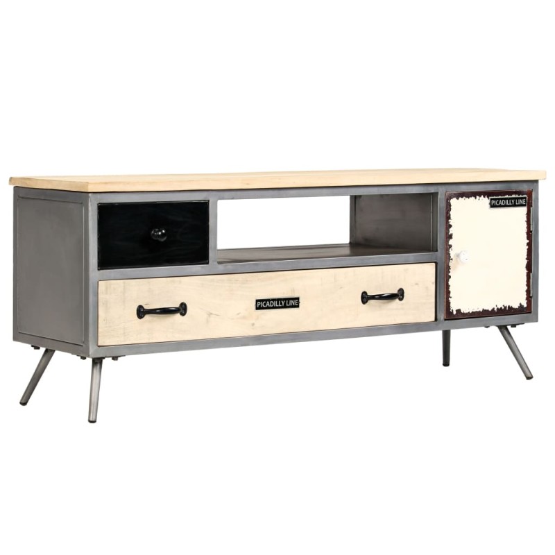 vidaXL Mobile Porta TV in Mango Massello e Acciaio 120x30x45cm vidaXL Mobile Porta TV in Mango Massello e Acciaio 120x30x45cm