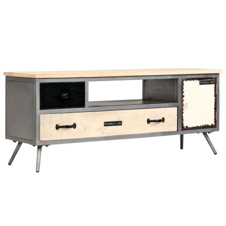 vidaXL Mobile Porta TV in Mango Massello e Acciaio 120x30x45cm