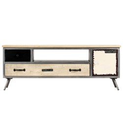 vidaXL Mobile Porta TV in Mango Massello e Acciaio 120x30x45cm