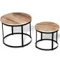 2 Pz Tavolini da Caffè Tondi in Legno Grezzo di Mango 40cm/50cm 2 Pz Tavolini da Caffè Tondi in Legno Grezzo di Mango 40cm/50cm