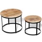 2 Pz Tavolini da Caffè Tondi in Legno Grezzo di Mango 40cm/50cm 2 Pz Tavolini da Caffè Tondi in Legno Grezzo di Mango 40cm/50cm