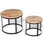 2 Pz Tavolini da Caffè Tondi in Legno Grezzo di Mango 40cm/50cm 2 Pz Tavolini da Caffè Tondi in Legno Grezzo di Mango 40cm/50cm