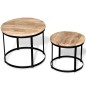 2 Pz Tavolini da Caffè Tondi in Legno Grezzo di Mango 40cm/50cm 2 Pz Tavolini da Caffè Tondi in Legno Grezzo di Mango 40cm/50cm