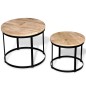 2 Pz Tavolini da Caffè Tondi in Legno Grezzo di Mango 40cm/50cm 2 Pz Tavolini da Caffè Tondi in Legno Grezzo di Mango 40cm/50cm