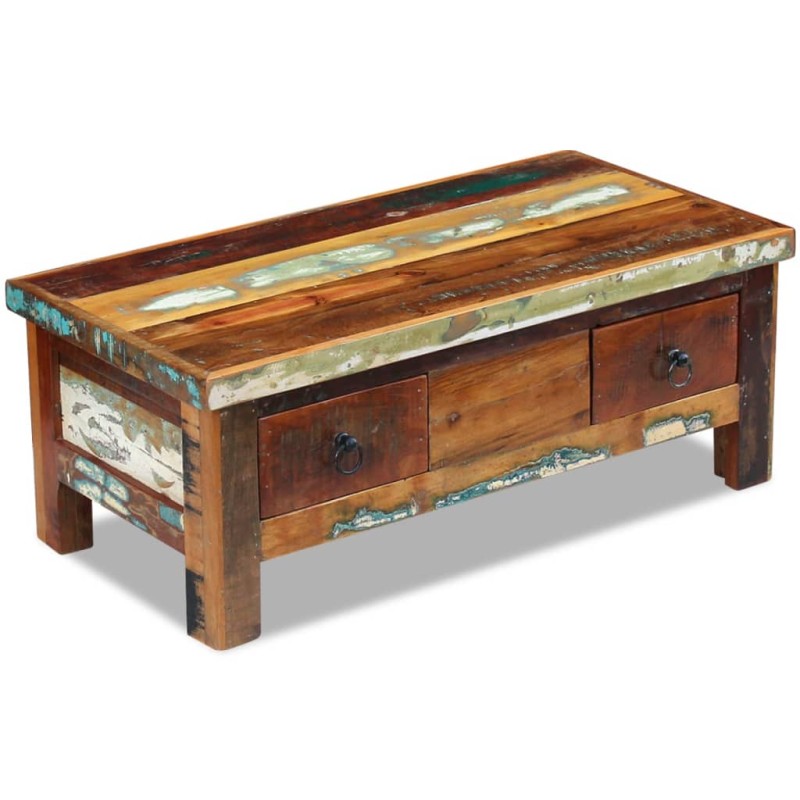 Tavolino da Caffè con Cassetti in Legno Recuperato 90x45x35 cm Tavolino da Caffè con Cassetti in Legno Recuperato 90x45x35 cm