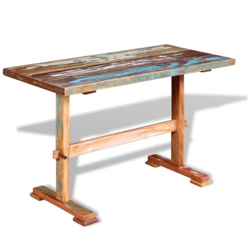 Tavolo Pranzo Piedistallo Legno Massello Recupero 120x58x78 cm