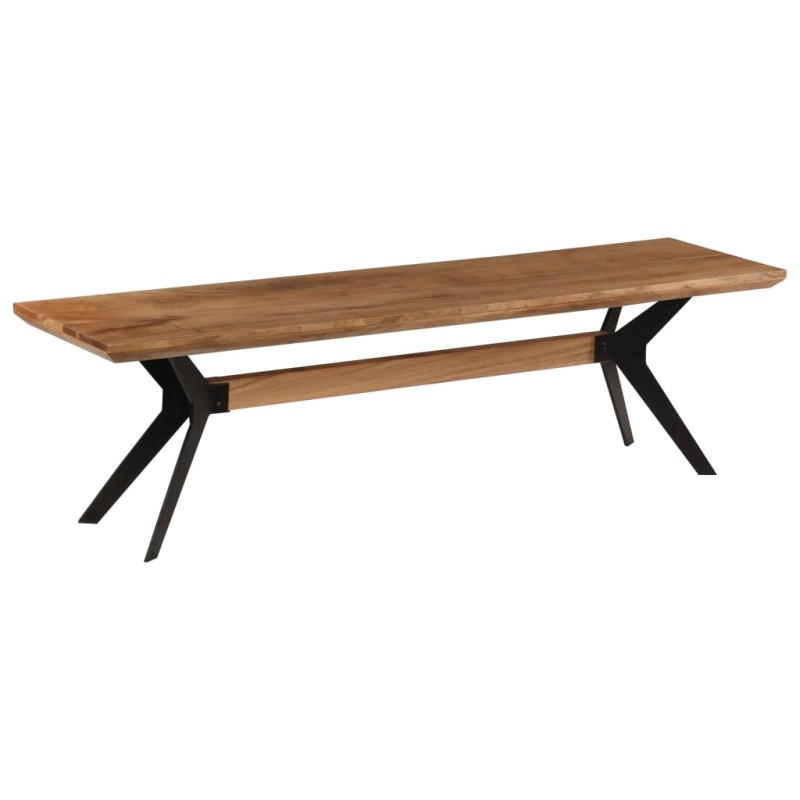 Panca da Pranzo Legno Massello d'Acacia e Acciaio 160x40x45 cm Panca da Pranzo Legno Massello d'Acacia e Acciaio 160x40x45 cm