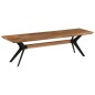 Panca da Pranzo Legno Massello d'Acacia e Acciaio 160x40x45 cm Panca da Pranzo Legno Massello d'Acacia e Acciaio 160x40x45 cm