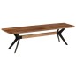 Panca da Pranzo Legno Massello d'Acacia e Acciaio 160x40x45 cm Panca da Pranzo Legno Massello d'Acacia e Acciaio 160x40x45 cm