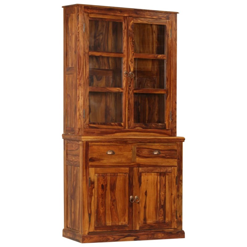Vetrina in Legno Massello di Sheesham 100x40x200 cm