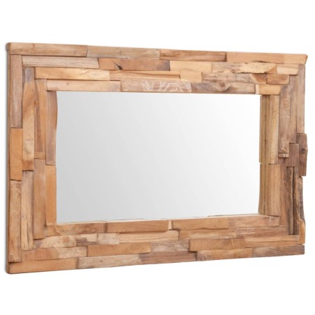 vidaXL Specchio Decorativo in Legno di Teak 90x60 cm Rettangolare