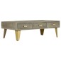 Tavolino da Caffè Massello di Mango Grigio e Ottone 110x60x35cm Tavolino da Caffè Massello di Mango Grigio e Ottone 110x60x35cm