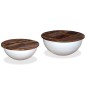 Tavolini da Caffè 2 pz Massello Riciclato Bianco Forma di Coppa Tavolini da Caffè 2 pz Massello Riciclato Bianco Forma di Coppa