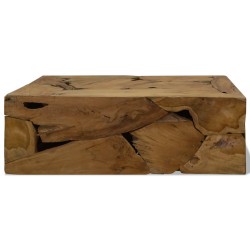 Tavolino da Caffè in Autentico Legno di Teak 90x50x30cm Marrone