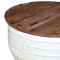 Tavolino da Caffè Legno Massello Riciclato Bianco Forma a Botte Tavolino da Caffè Legno Massello Riciclato Bianco Forma a Botte