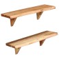 Mensole 2 pz 60x20x16 cm in Legno Massello di Acacia Mensole 2 pz 60x20x16 cm in Legno Massello di Acacia